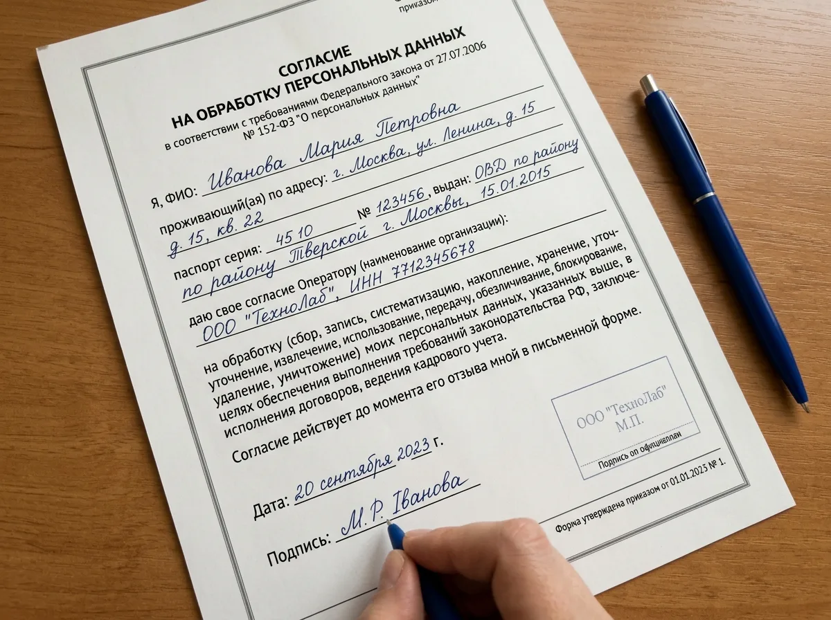Документ Федерального закона 152-ФЗ о персональных данных, официальный бланк